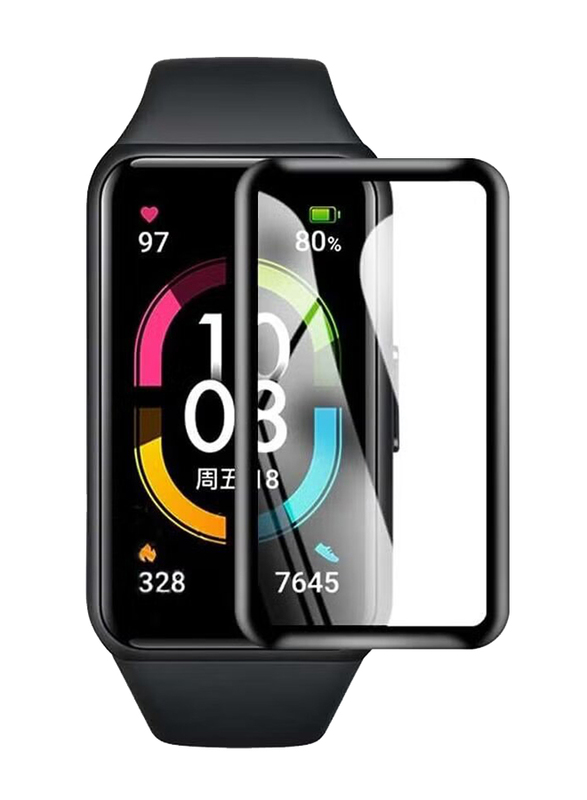 3D Full Coverage HD Premium Real Screen Protector for Huawei Band 6/Honor Band 6, 2 Pieces, Clear/Black
