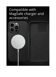 Olliwon Apple iPhone 14 Pro Max Protective Leather Smoothen and Soften with Magsafe Mobile Phone Case Cover, Black