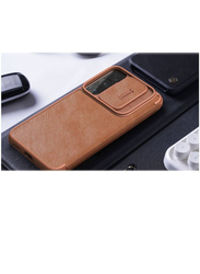 Nillkin Samsung Galaxy S23 Plus Camera Protection Leather Flip Luxury wallet Business Style with Card Slot Mobile Phone Case Cover, Brown