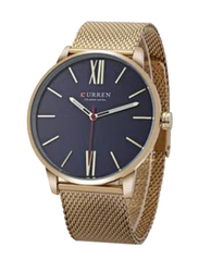 Curren Analog Watch for Men with Stainless Steel Band, Water Resistant, M8238, Black-Gold