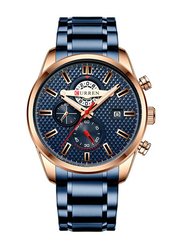Curren Analog Watch for Men with Metal Band, Water Resistant and Chronograph, J4194BL-KM, Blue