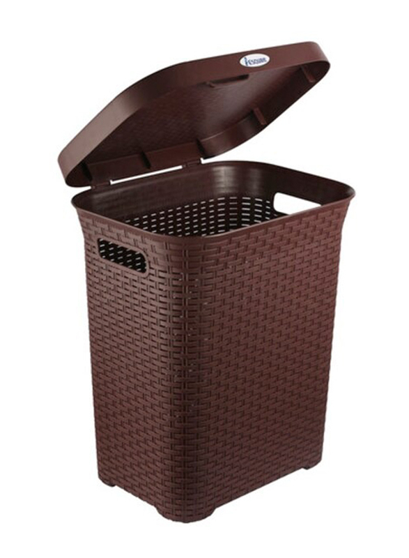 Esqube Laundry Basket with Lid, 50 Litres, Brown