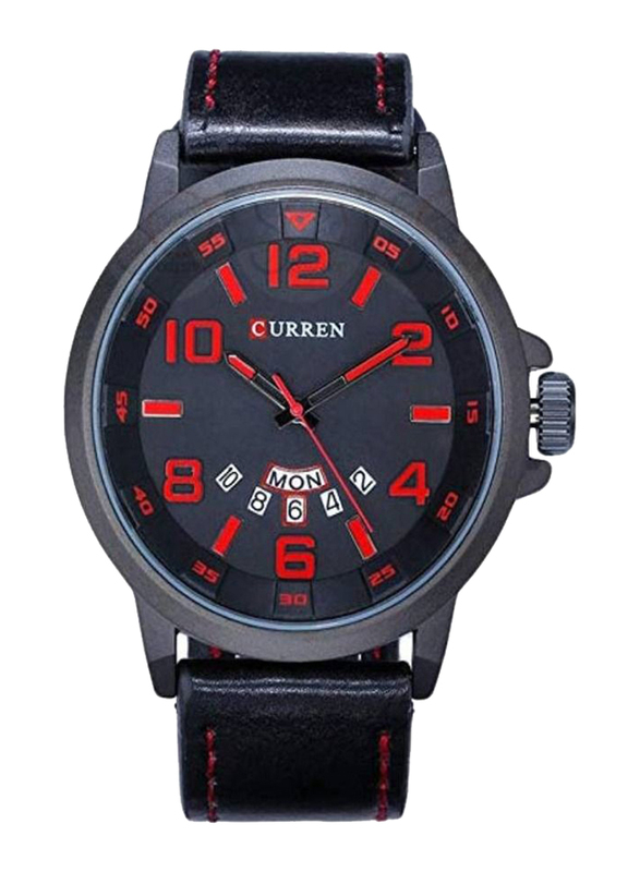 

Curren Stylish Analog Watch for Men with Leather Band, Water Resistant, 8240, Black