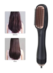 Xiuwoo 3-In-1 Professional Negative Ion Hot Air Blow Dryer Straightening Hair Styling Brush, Black/Beige