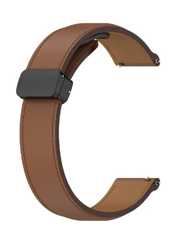 Perfii Genuine Cow Leather Watch Strap 22mm Folding Buckle Wristband for Fossil Gen 5 Julianna/Gen 5 Garrett, Brown