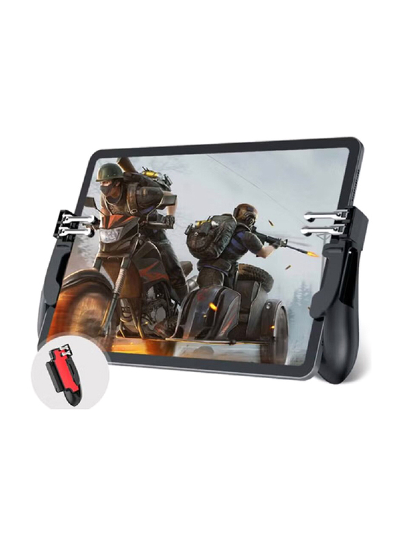 Memo Flat Six-Finger Linkage Trigger Shooting Game Controller for Tablet Phone, Black