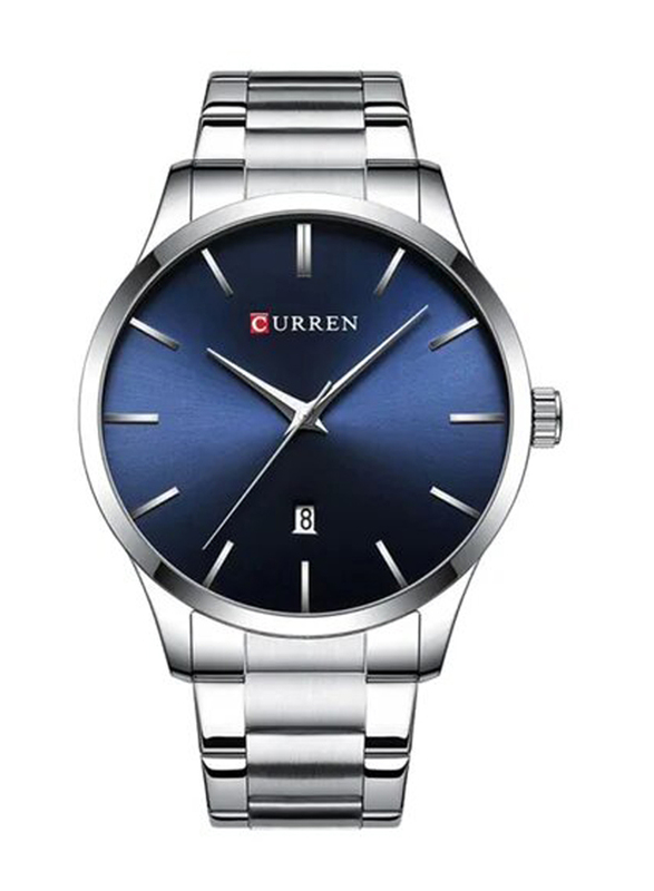 Curren Analog Unisex Watch with Alloy Band, J4266S-BL, Silver-Black