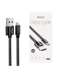 Yesido 1.2 Meters Charging Cable, USB Type A to USB Type C for Smartphone and Tablets, Black