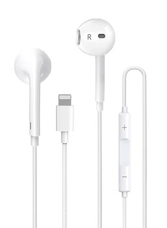 Wired In-Ear Earbuds for iPhone Volume Control Earphones with Microphone, White