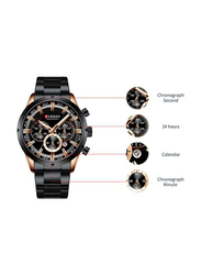 Curren Analog Watch for Men with Alloy Band, Water Resistant and Chronograph, 8355, Black