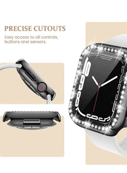 2-Piece Diamond Guard Shockproof Frame Smartwatch Case Cover for Apple Watch 45mm, Clear/Black