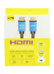 Jbq 2-Meter UHD HDMI Cable, Premium High-Speed HDMI to HDMI for Display Devices, Black/Blue