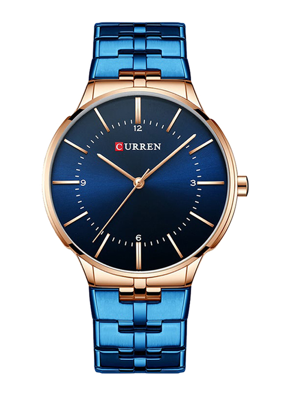 Curren Analog Watch for Men with Stainless Steel Band, Water Resistant, J3633GBL, Blue