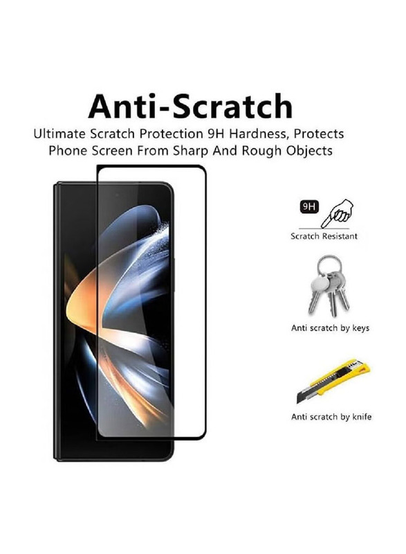 Hyx Samsung Galaxy Z Fold 5 Full Coverage 9H Hardness Anti Fingerprint Scratch Resistance Tempered Glass Screen Protector, 2 Piece, Clear