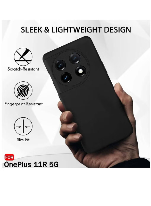 Olliwon OnePlus 11R Protective Soft Anti-Scratch Shockproof Silicone Mobile Phone Back Case Cover, Black