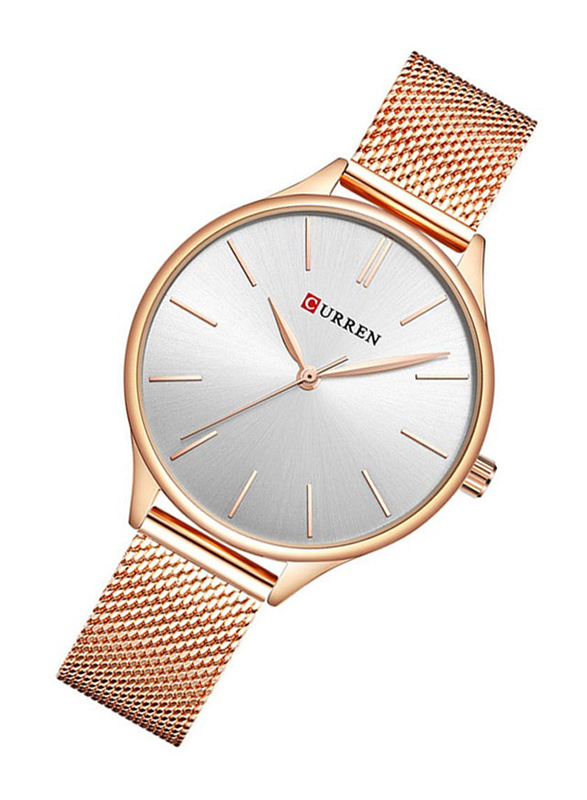 Curren Analog Watch for Women with Alloy Band, Water Resistant, 9024, Rose Gold-Silver