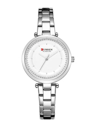 Curren Analog Watch for Women with Stainless Steel Band, Water Resistant, J4170W-KM, Silver-White