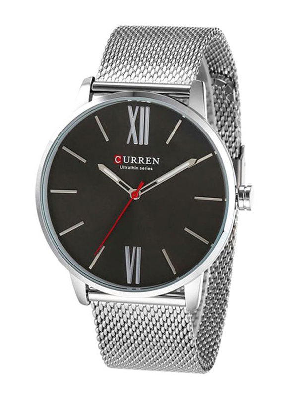 Curren Analog Watch for Men with Stainless Steel Band, Water Resistant, 2487081, Silver-Black