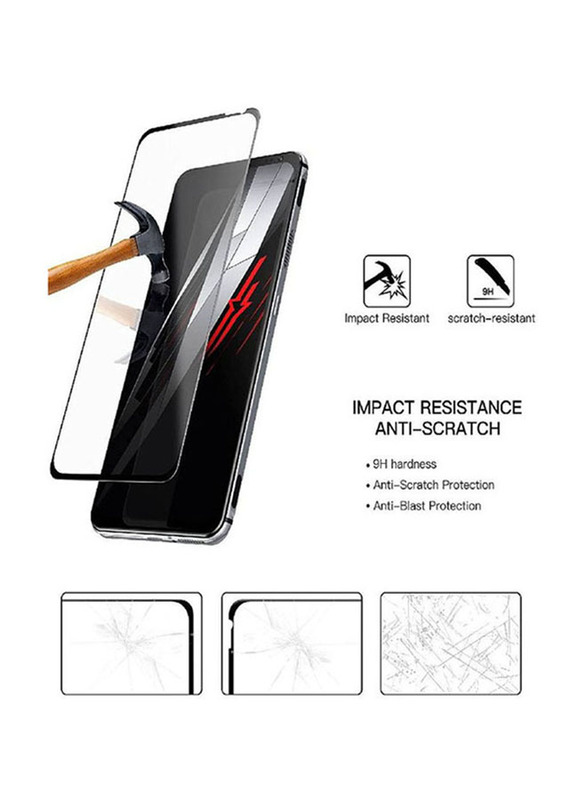 ZTE Nubia Red Magic 6 Pro Full Coverage Protector HD Clear Bubble Free Scratch Resistant Tempered Glass Screen Protector, Clear/Black