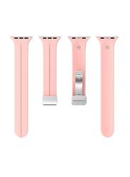 Perfii Replacement Soft Silicone Magnetic Buckle Sport Band for Apple Watch 42mm/44mm/45mm/49mm, Pink