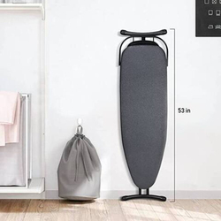Adjustable Height Ironing Board with Retractable Iron Rest, Black