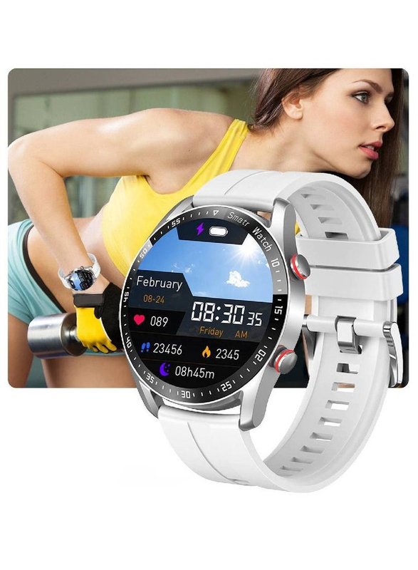 46mm HD Full Touching Bluetooth Voice Call Screen Smart Watch, Silver