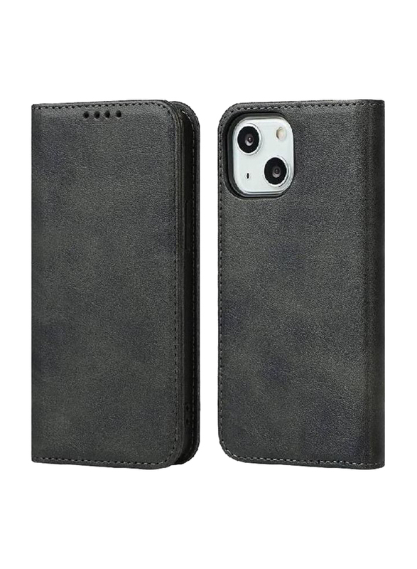 Apple iPhone 13 Leather Wallet Mobile Phone Flip Case Cover, Black