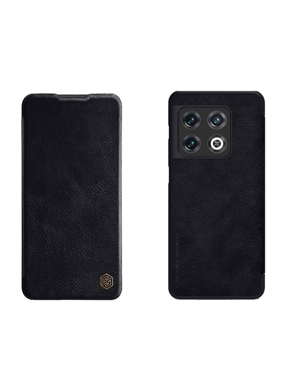 Nillkin OnePlus 10 Pro 5g Qin Genuine Classic Leather Flip Folio Mobile Phone Case Cover, Black