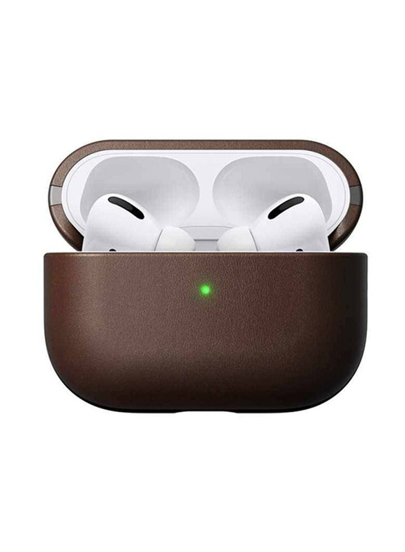 Protective Leather Case Cover for Apple AirPods Pro, Dark Brown