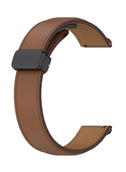 Perfii Genuine Cow Leather Watch Strap 22mm Folding Buckle Wristband for Samsung Galaxy Watch 3 45mm/Galaxy Watch 46mm R800, Brown