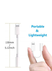 Lightning to 3.5mm Jack Headphone Audio Adapter for Apple, 2 Pieces, White