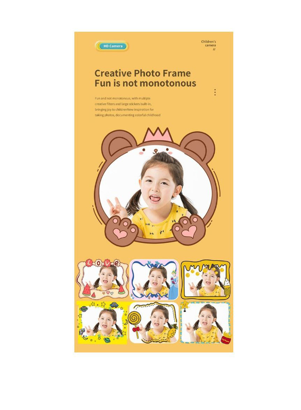 Kids Camera Instant Print Camera with TF Card Print Paper, 26MP, 1080P, Yellow