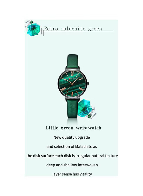 Curren Analog Watch for Women with Stainless Steel Band, Water Resistant, J-4818S-GR, Silver-Green