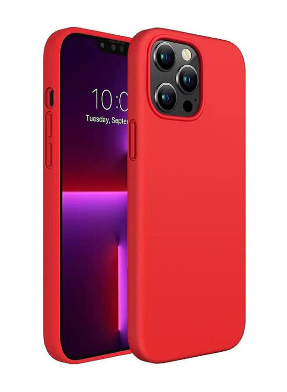 Apple iPhone 13 Pro Liquid Silicone Slim Protective Shockproof Mobile Phone Case Cover, Red