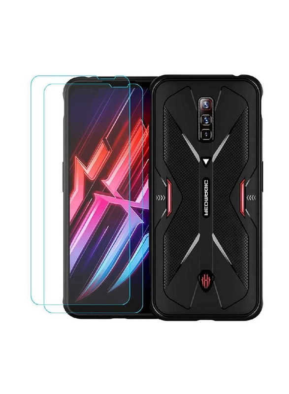 Red Magic 6 Shockproof Bumper Defender Protective Mobile Case Cover with 2-Piece Tempered Glass Screen Protector, Multicolour