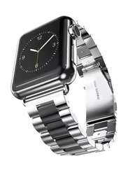 Replacement Strap Stainless Steel Smartwatch Band for Apple Watch, Silver/Black