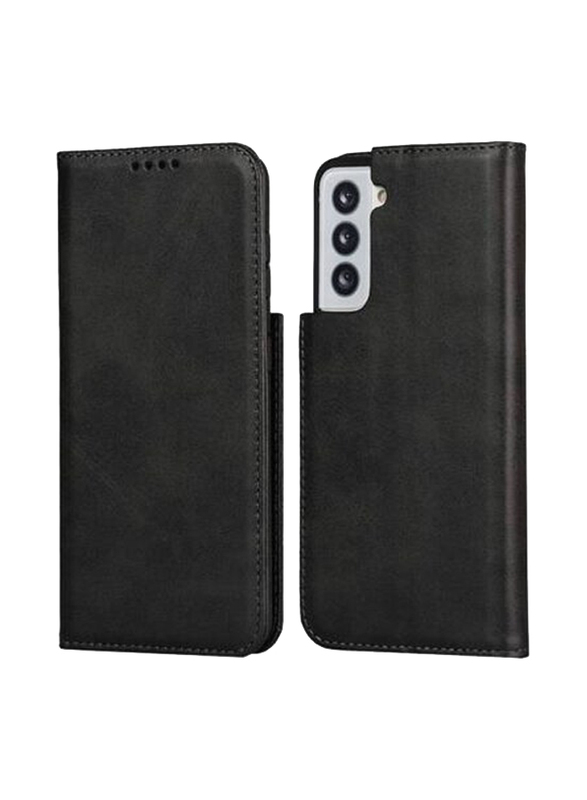 Samsung Galaxy S21 5G Leather Folio Flip Mobile Phone Case Cover, Black