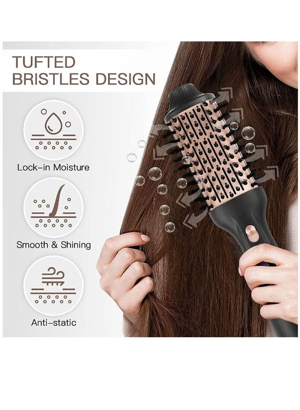 Arabest Professional Hot Air Styler One Step Hair Dryer & Volumizer Hair Straightener Brush Comb, Black/Rose Gold