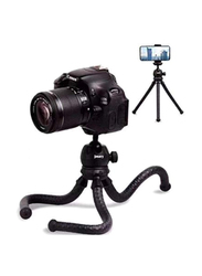 Jmary Flexible and Adjustable 360° Rotating Mini Tripod Stand Holder with Wireless Remote and Universal Clip, MT-25, Black