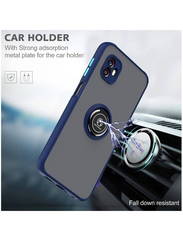 Samsung Galaxy A04 Silicone Protective Bumper Shockproof Camera Protection Mobile Phone Case Cover with 360 Rotation Car Mount Magnetic Ring Holder, Blue