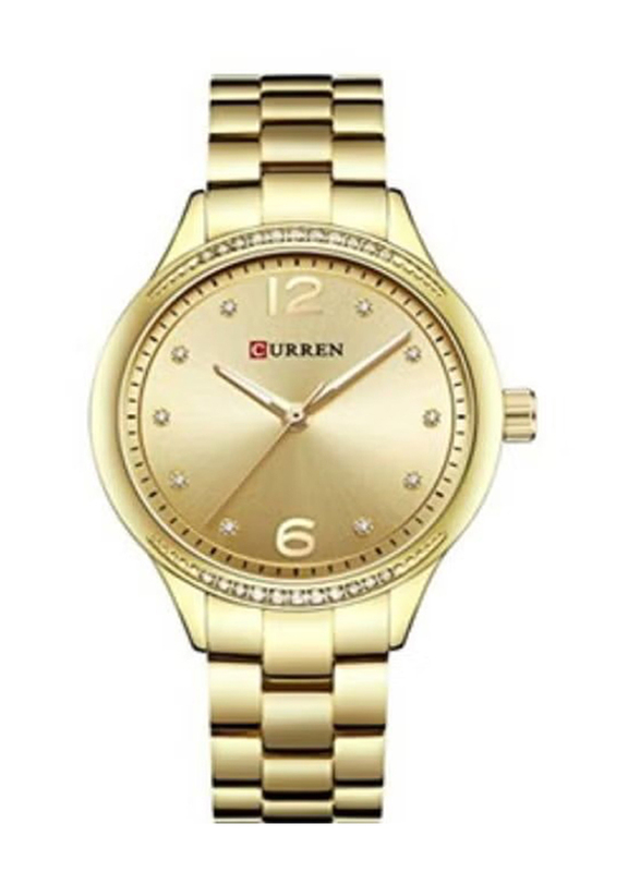 Curren Analog Watch for Women with Stainless Steel Band, Water Resistant, 9003, Gold