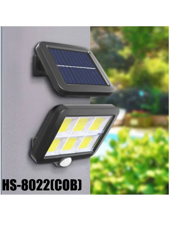 HS-8022 Solar Sensor Powered Exterior Security Light Fixture with Remote Control, Black