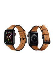 Perfii Replacement Band for Apple Watch Series 5/4/3/2/1 44/42 mm, Camel Brown