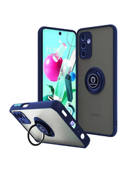 Samsung Galaxy A13 5G Matte Silicone Protective Mobile Phone Case Cover with 358 Degrees Rotate Metal Magnetic Ring Kickstand, Blue