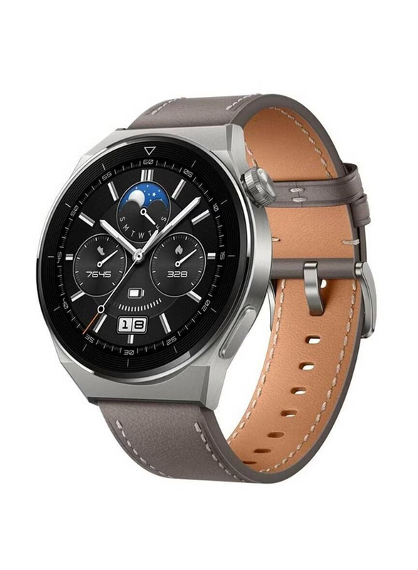 Telzeal 46mm Full Touch Round Display Bluetooth Smartwatch, Brown