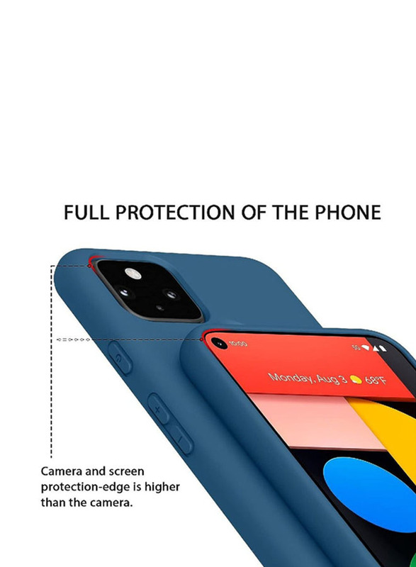 Zoomee Google Pixel 5 Protective Shockproof Soft Liquid Silicone Gel Rubber Mobile Phone Back Case Cover, Blue