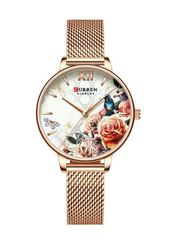 Curren Analog Watch for Women with Alloy Band, Water Resistant, J4274RG-KM, Multicolour-Gold
