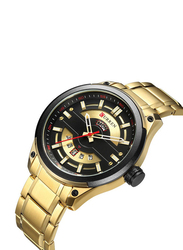 Curren Analog Watch for Men with Stainless Steel Band, J3635G-KM, Gold-Black/Gold