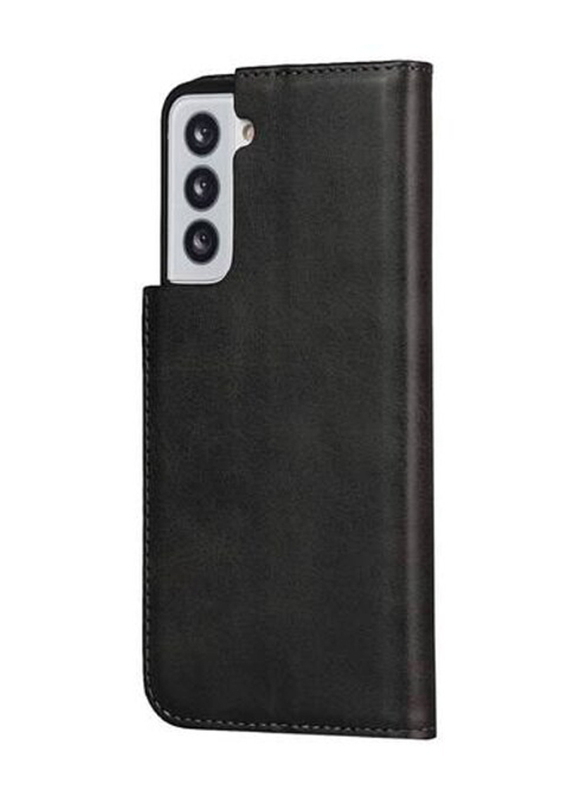 Samsung Galaxy S21 Plus 5G Leather Folio Flip Mobile Phone Case Cover, Black