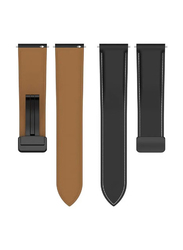 Perfii Genuine Cow Leather Watch Strap for Fossil Gen 5 Carlyle/ Gen 5 Julianna/ Gen 5 Garrett/ Gen 5 Carlyle HR, Black